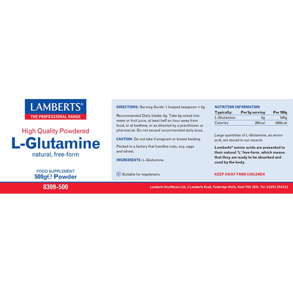 Lamberts Health Care L-Glutamine 500g Powder