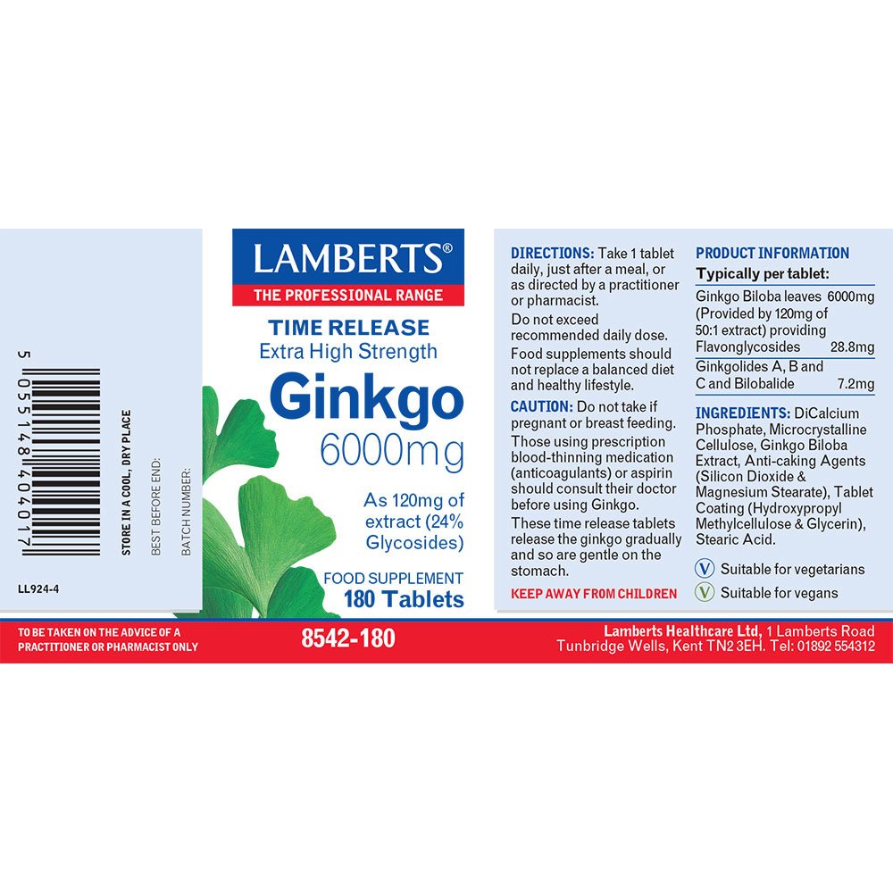 Lamberts Health Care Ginkgo 6000mg