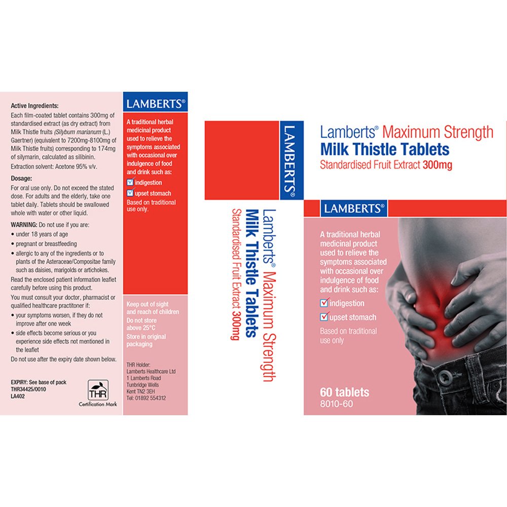 Lamberts Health Care Maximum Strength Milk Thistle 300mg Tablets
