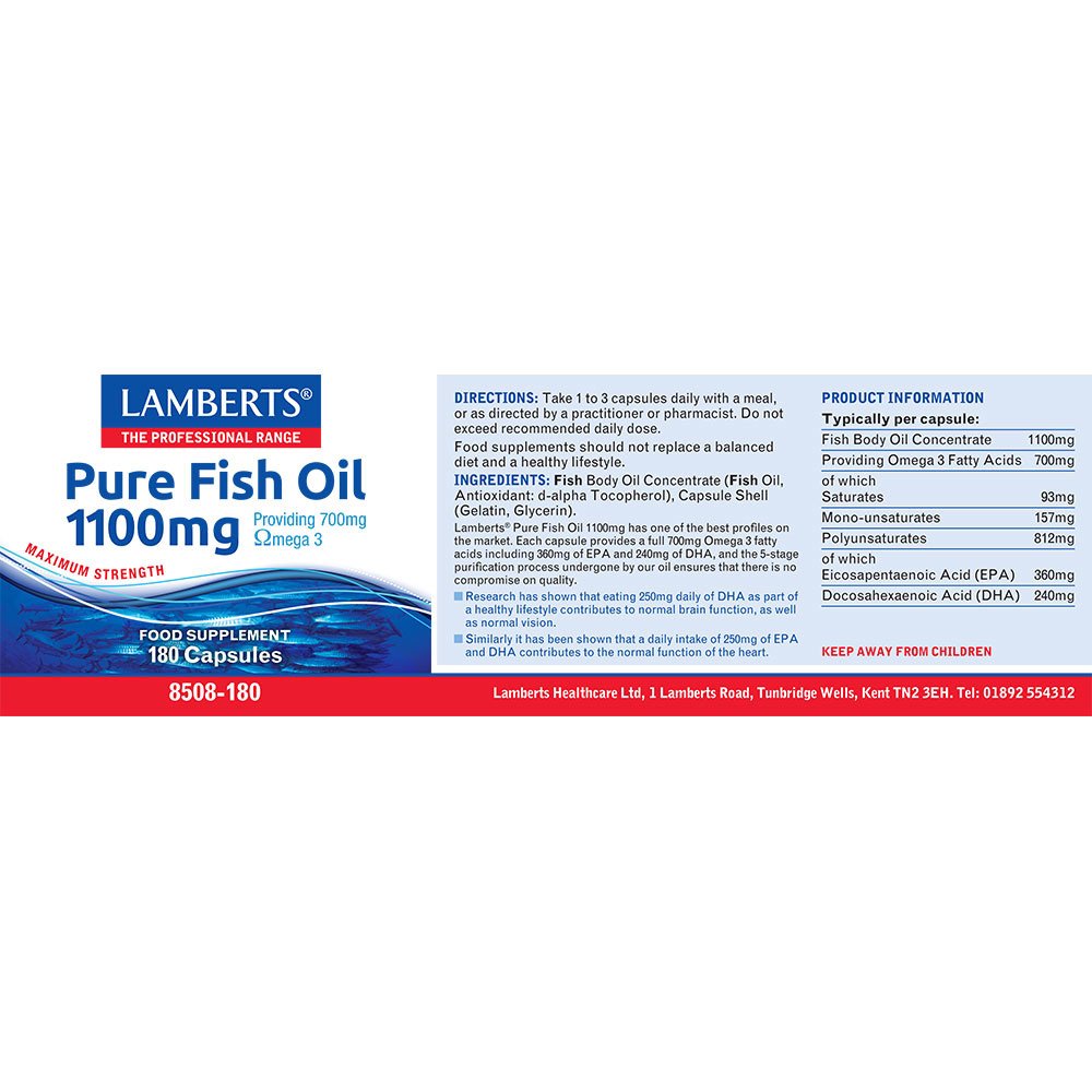 Lamberts Health Care Pure Fish Oil 1100mg