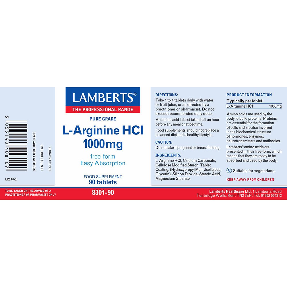 Lamberts Health Care L-Arginine HCl 1000mg