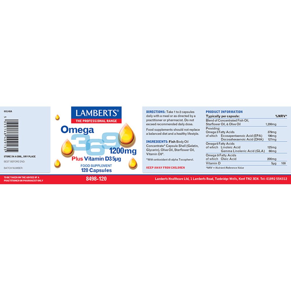 Lamberts Health Care Omega 3 6 9 1200mg