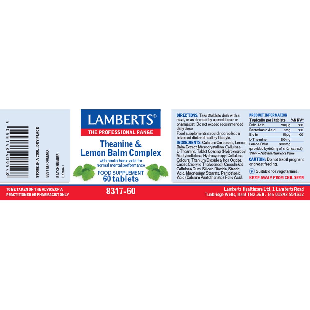 Lamberts Health Care Theanine & Lemon Balm Complex