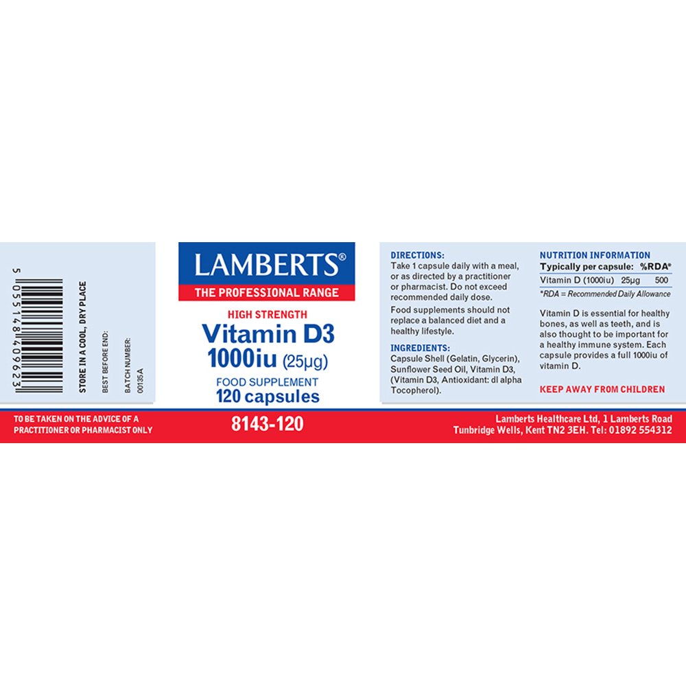 Lamberts Health Care Vitamin D3 1000iu