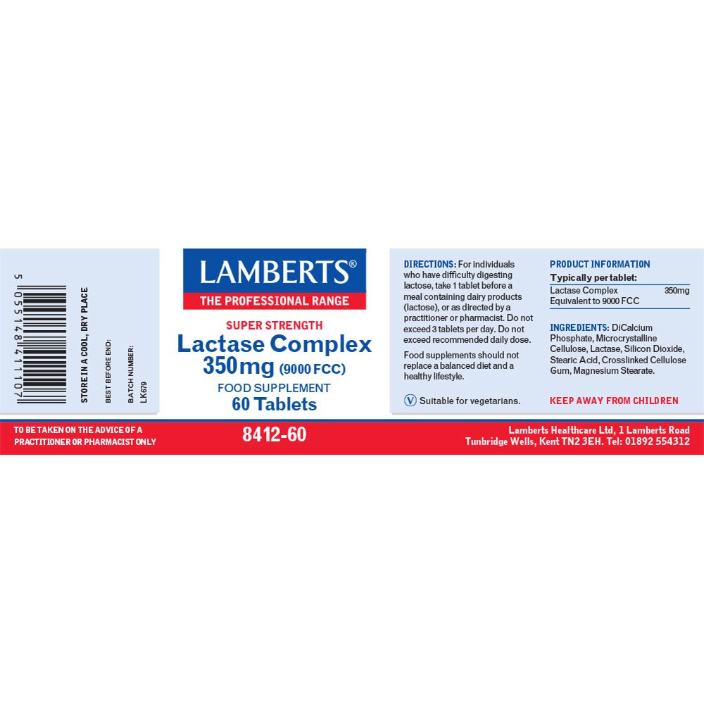Lamberts Health Care Lactase Complex 350mg (9000FCC)