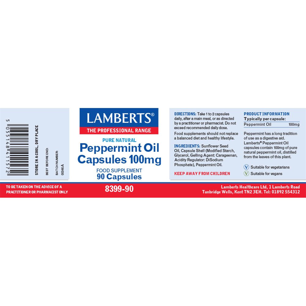 Lamberts Health Care Peppermint Oil Capsules 100mg