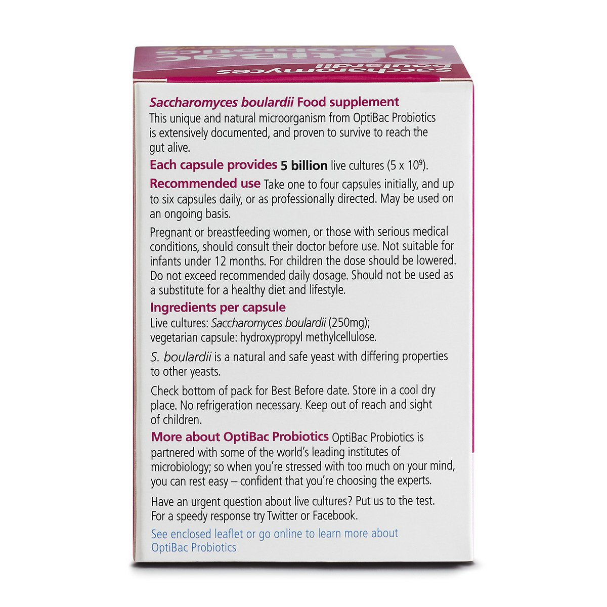 OptiBac Probiotics Saccharomyces Boulardii 16 Capsules