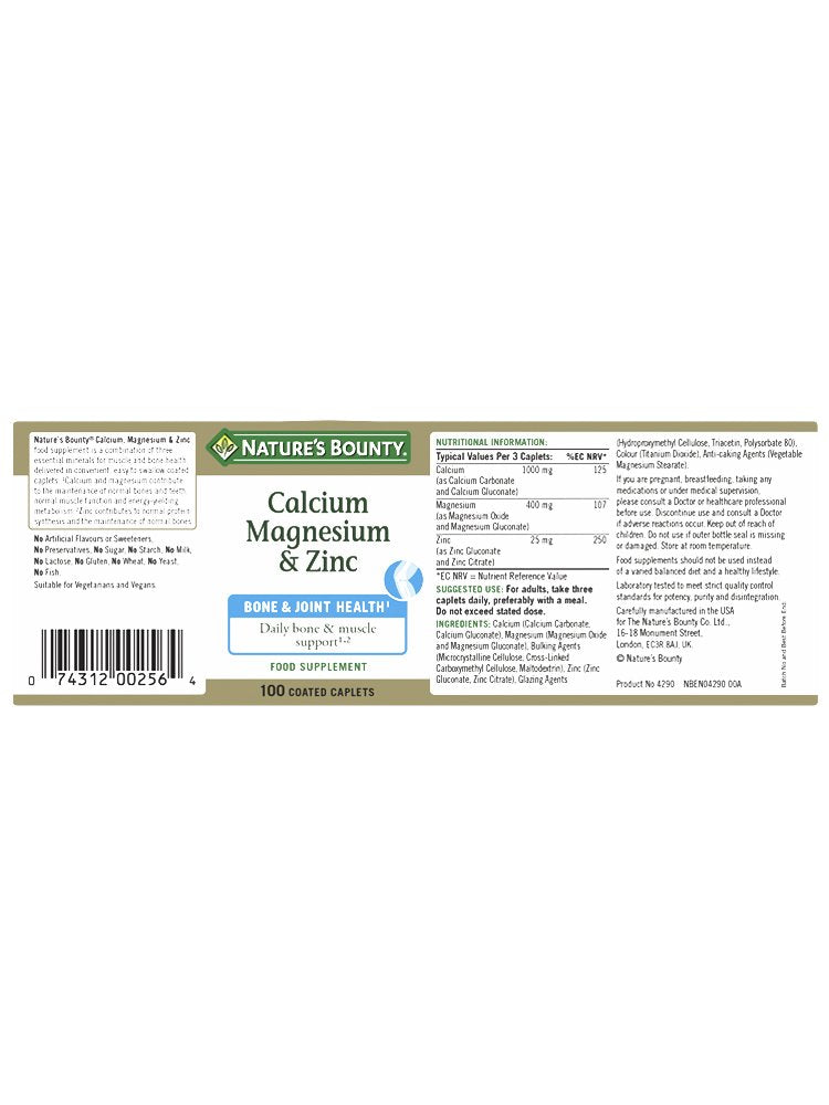 Nature's Bounty Calcium Magnesium & Zinc