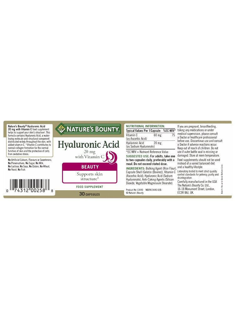 Nature's Bounty Hyaluronic Acid 20 mg with Vitamin C
