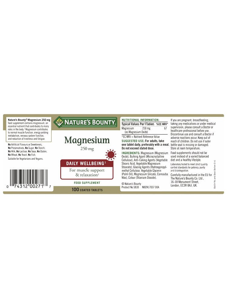 Nature's Bounty Magnesium 250 mg