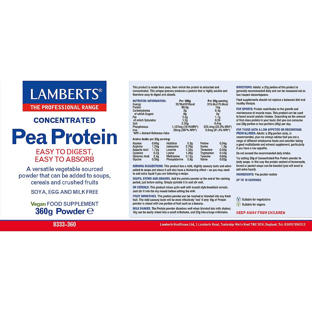Lamberts Health Care Pea Protein 360g