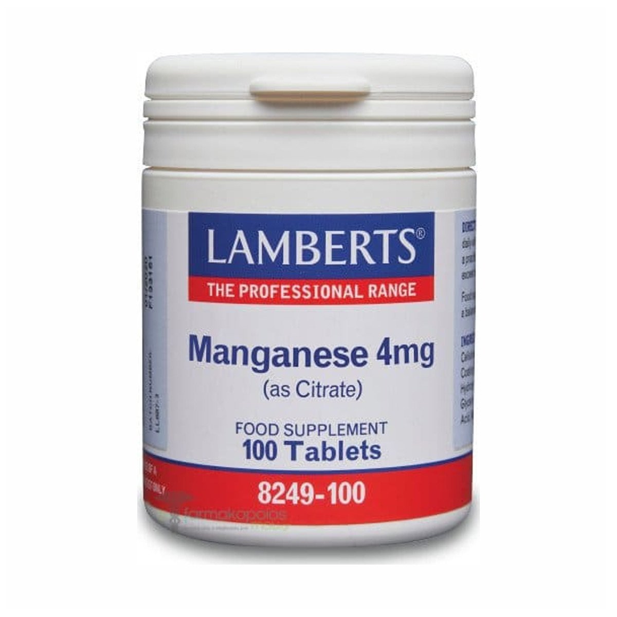 Lamberts Health Care Manganese 4mg (as Citrate)