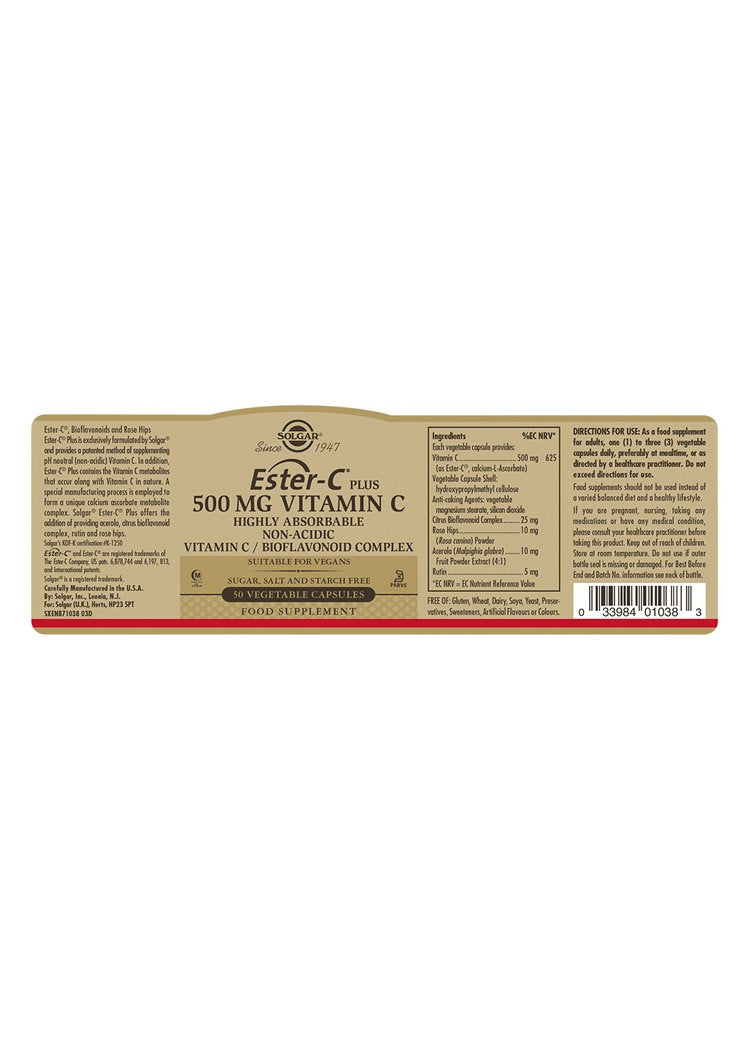 Solgar Ester-C(R) Plus 500 mg Vitamin C Vegetable Capsules