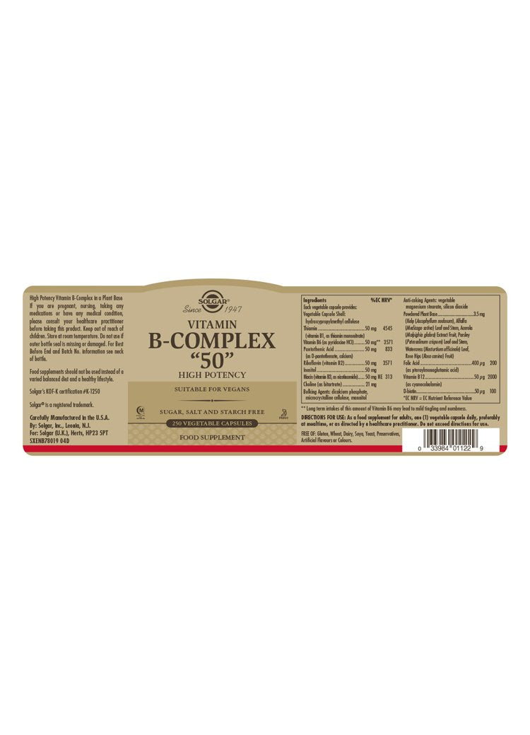 Solgar Vitamin B-Complex "50" Vegetable Capsules