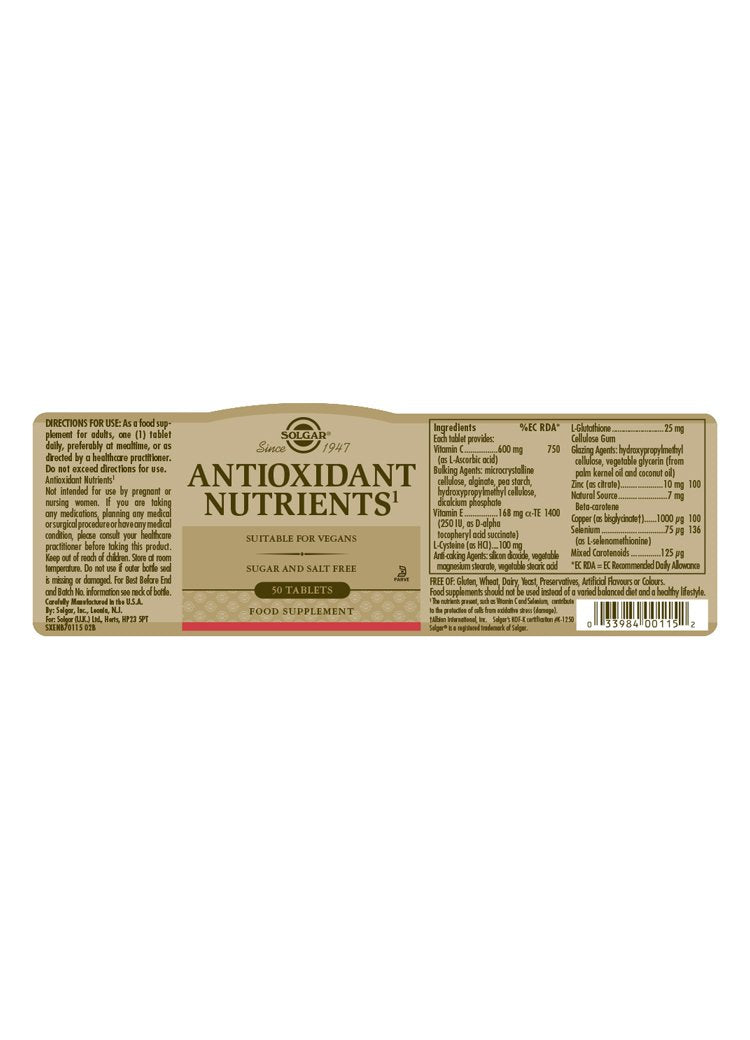 Solgar Antioxidant Nutrients Tablets