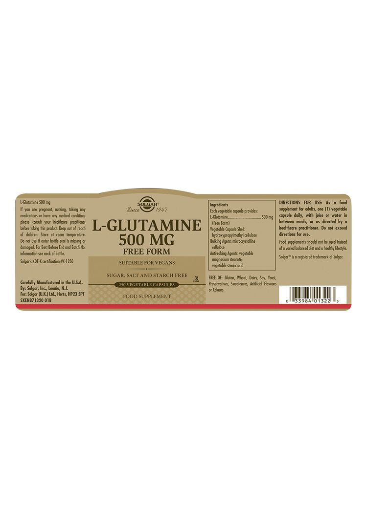 Solgar L-Glutamine 500 mg Vegetable Capsules
