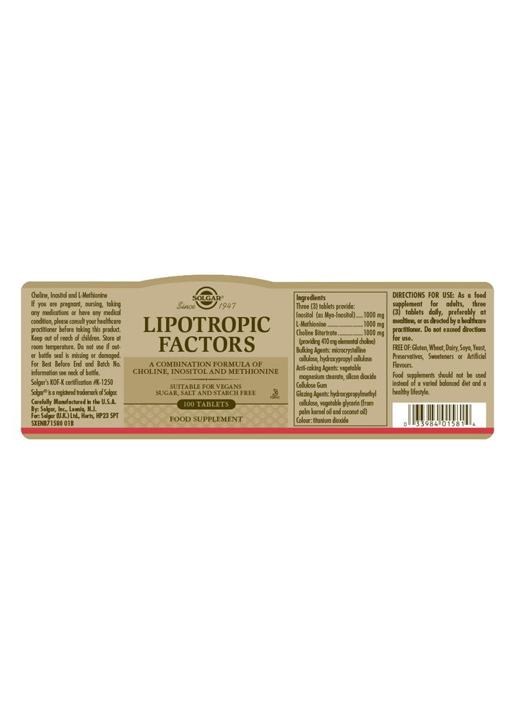 Solgar Lipotropic Factors Tablets