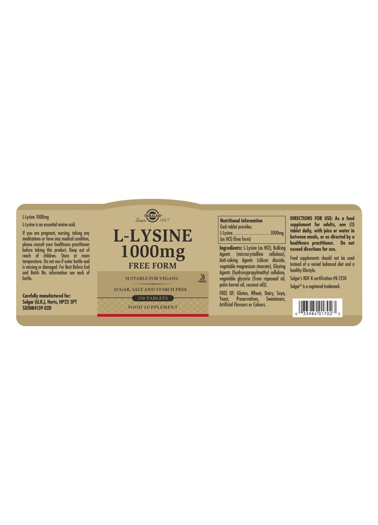 Solgar L-Lysine 1000 mg Tablets