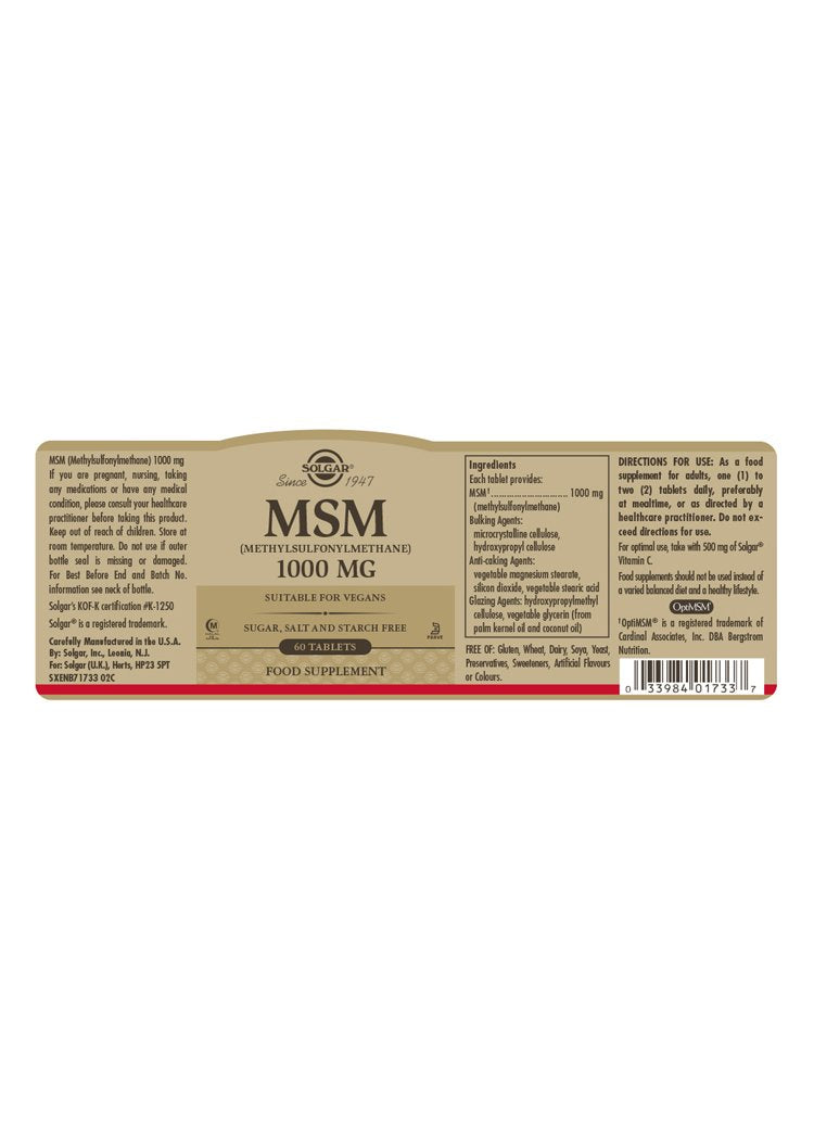 Solgar MSM 1000 mg Tablets