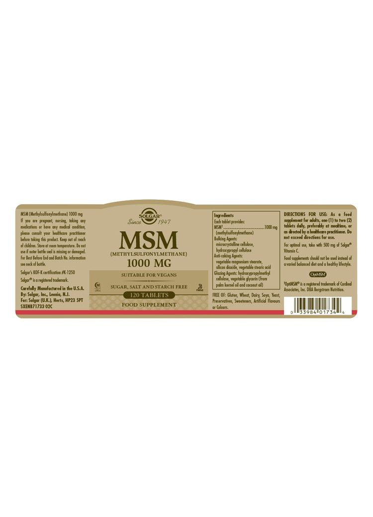 Solgar MSM 1000 mg Tablets