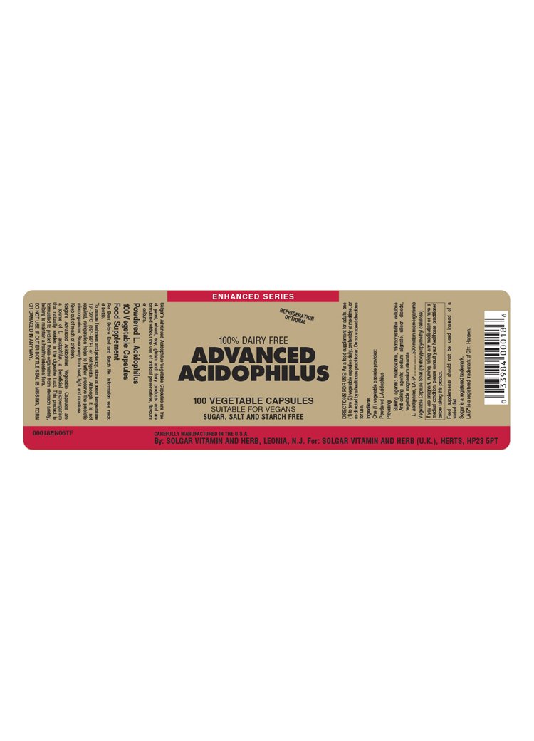 Solgar Advanced Acidophilus (100% Dairy Free) Vegetable Capsules