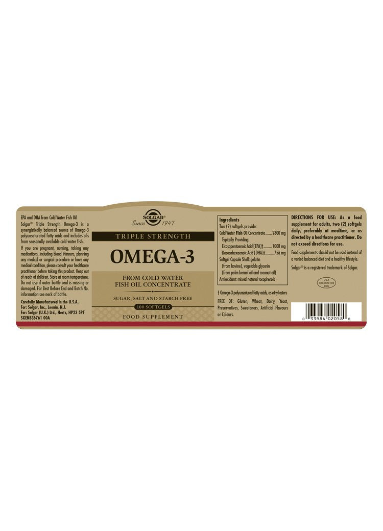 Solgar Triple Strength Omega-3 Softgels