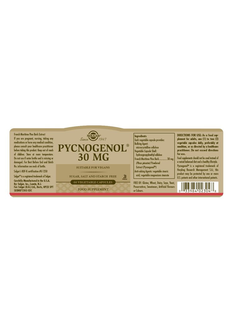 Solgar Pycnogenol(R) 30 mg Vegetable Capsules