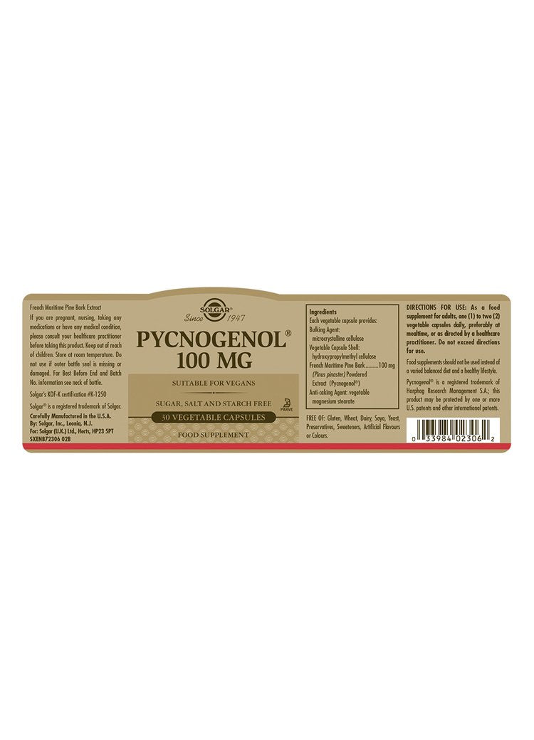 Solgar Pycnogenol(R) 100 mg Vegetable Capsules