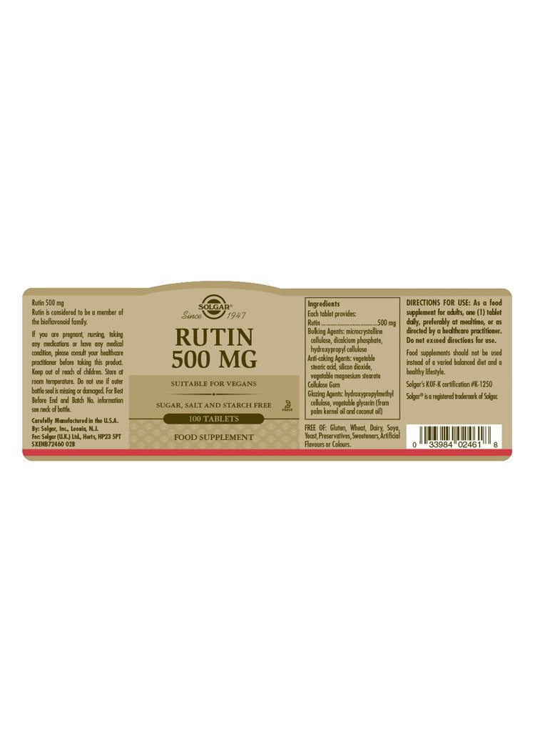 Solgar Rutin 500 mg Tablets