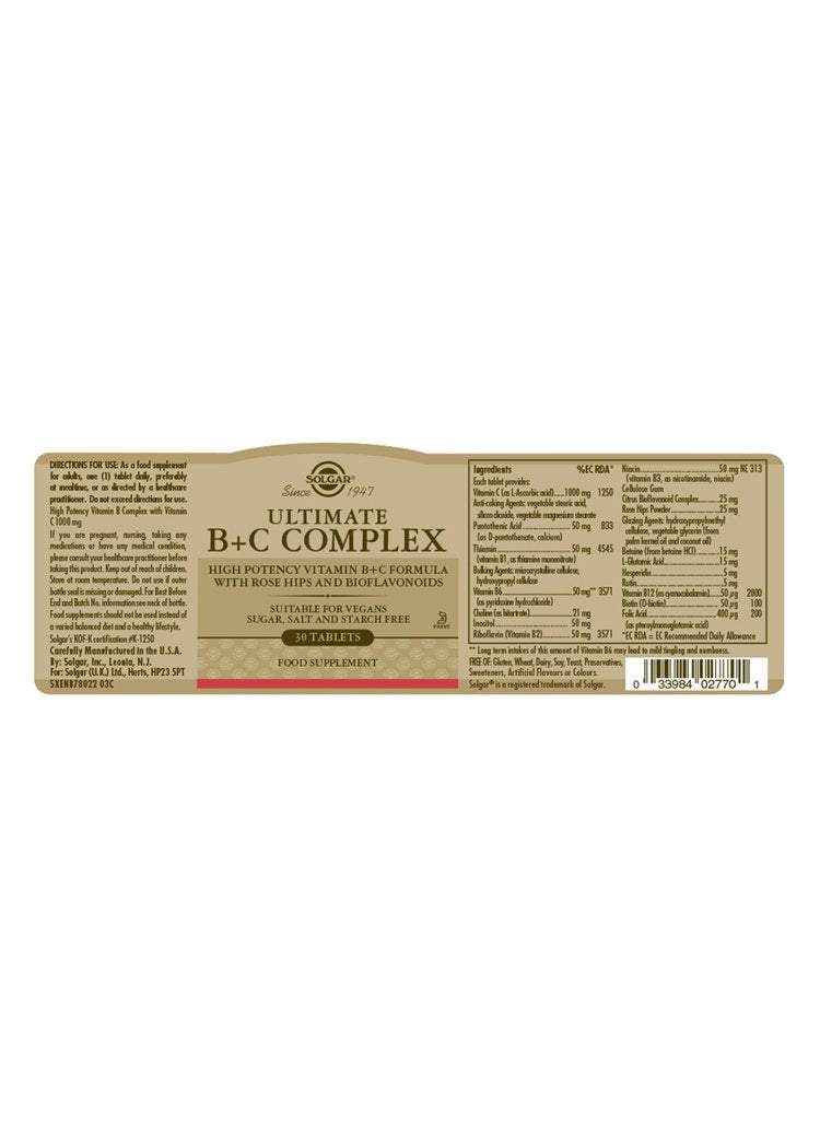 Solgar Ultimate B+C Complex Tablets