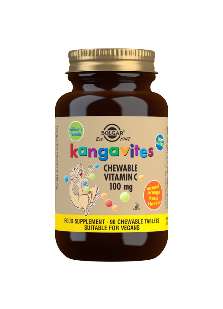 Solgar Kangavites Chewable Vitamin C 100 mg Tablets Natural Orange Burst Flavour