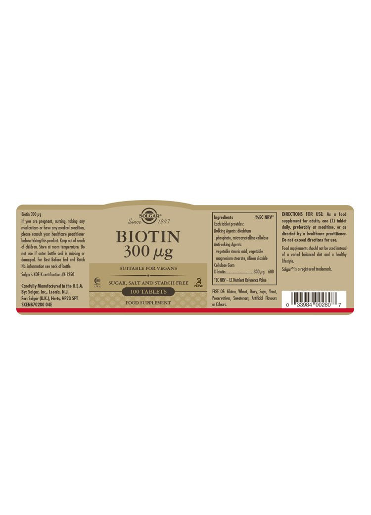 Solgar Biotin 300 «µg Tablets