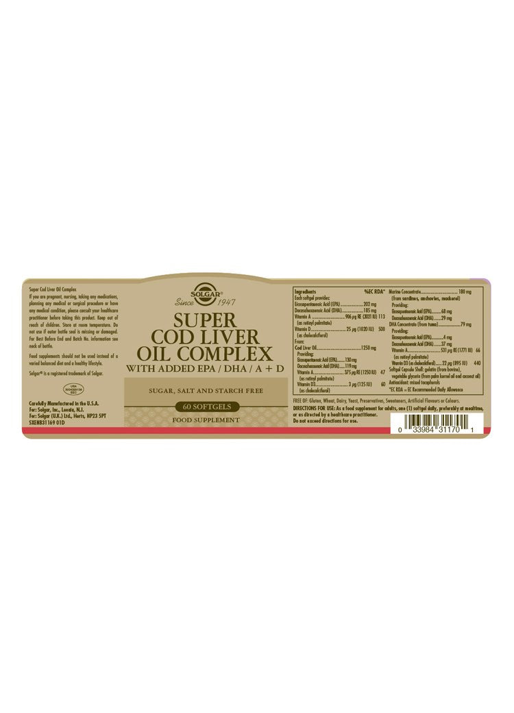 Solgar Super Cod Liver Oil Complex Softgels