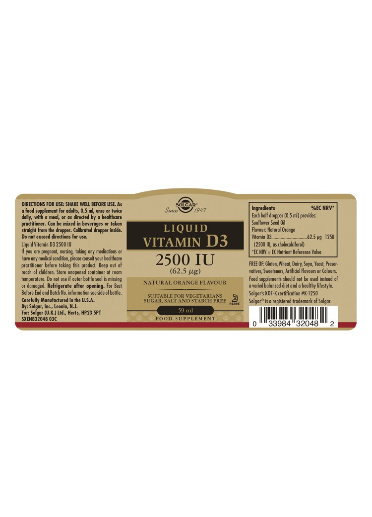 Solgar Liquid Vitamin D3 2500 IU (62.5 «µg)