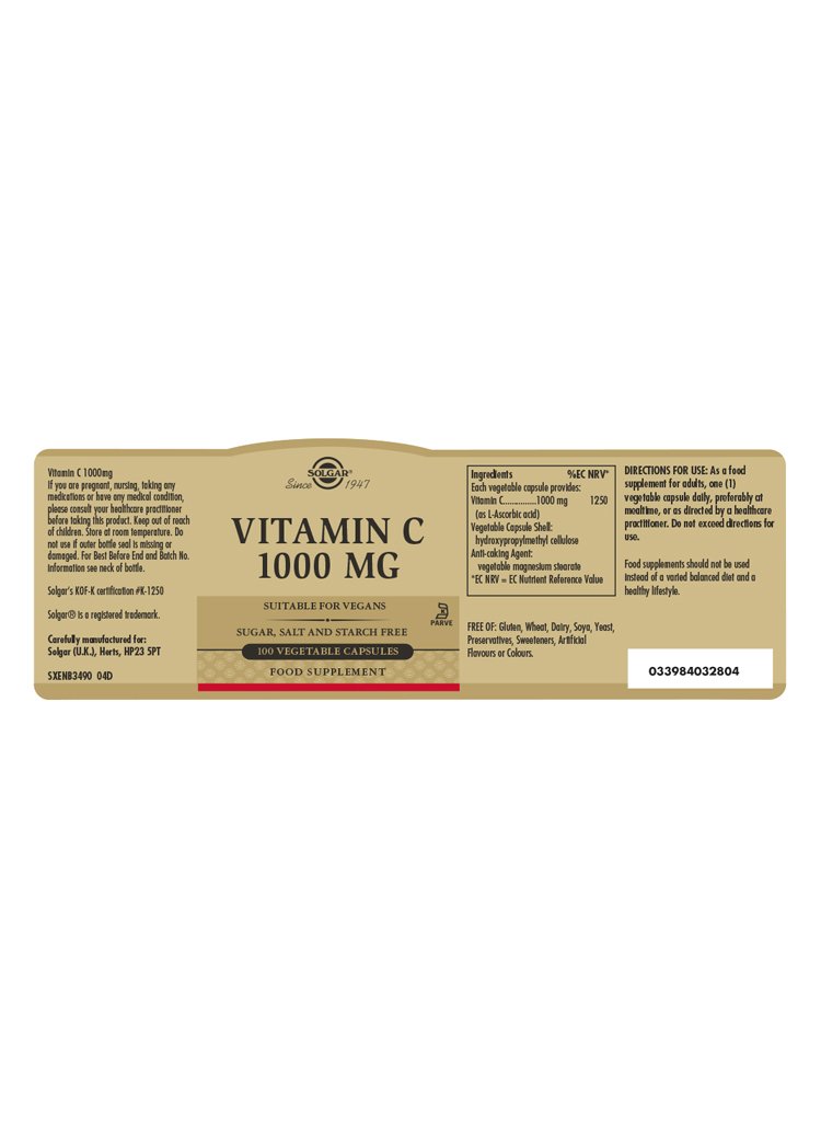 Solgar Vitamin C 1000 mg Vegetable Capsules