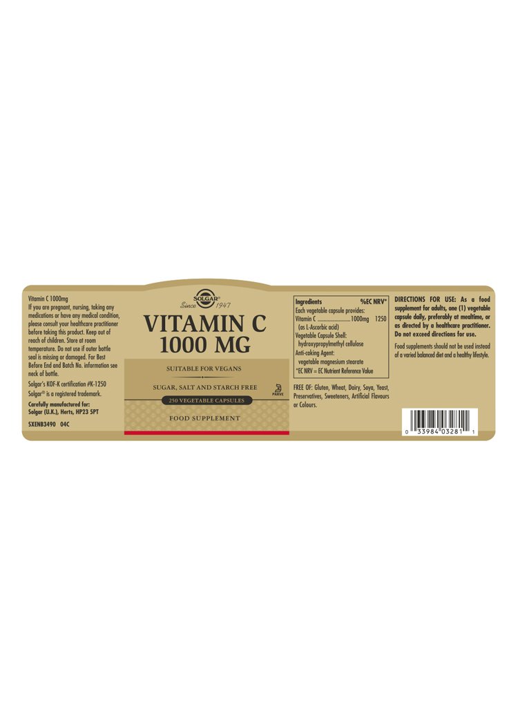 Solgar Vitamin C 1000 mg Vegetable Capsules