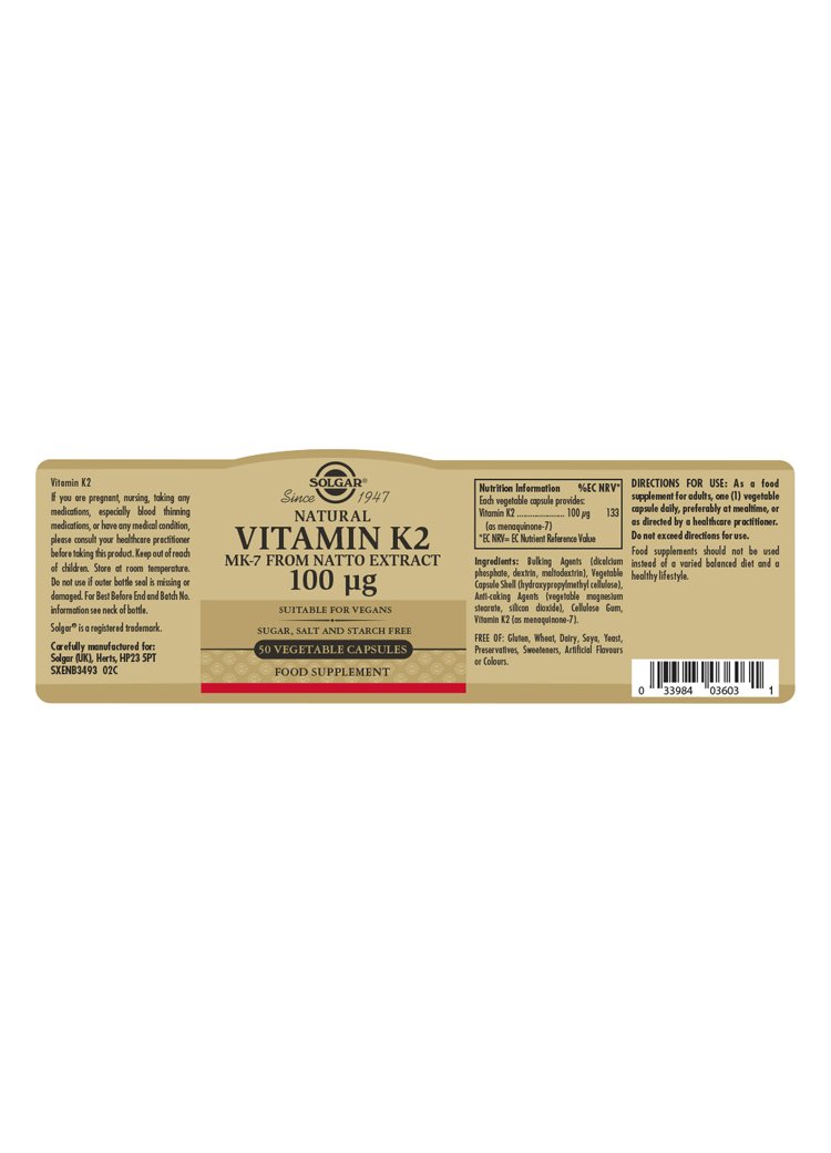 Solgar Vitamin K2 100 «µg Vegetable Capsules
