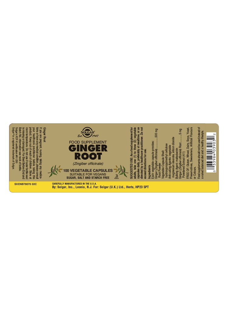 Solgar Ginger Root Vegetable Capsules