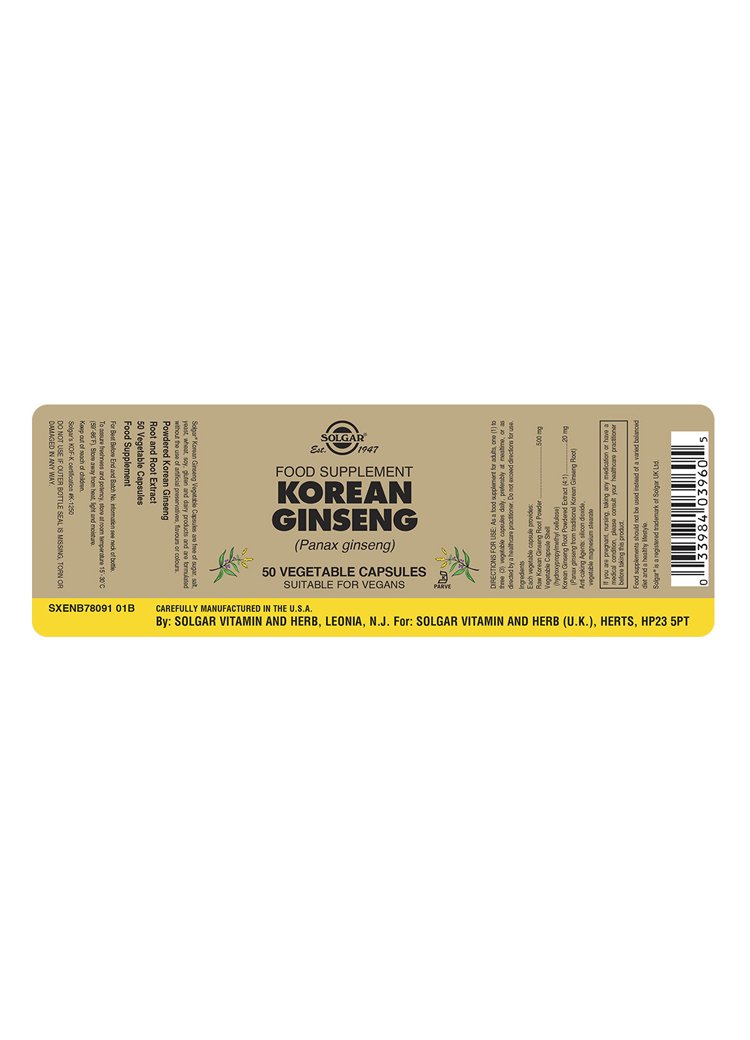 Solgar Korean Ginseng Vegetable Capsules