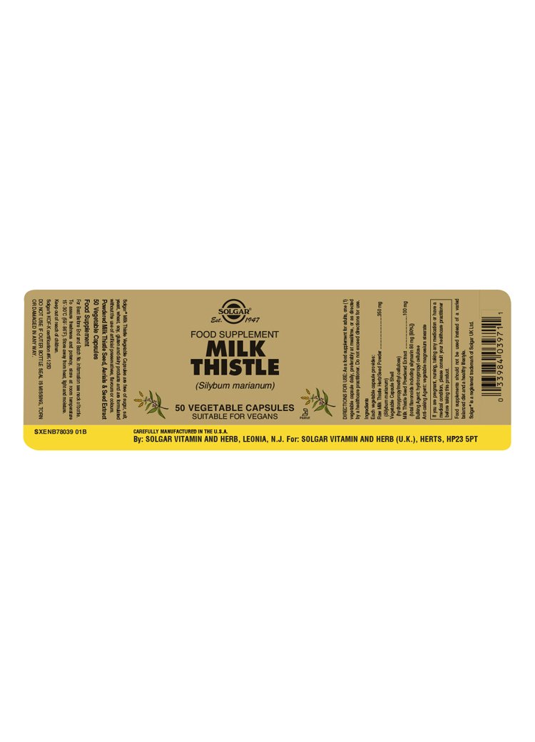 Solgar Milk Thistle Vegetable Capsules