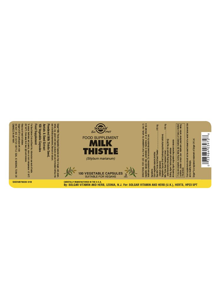 Solgar Milk Thistle Vegetable Capsules