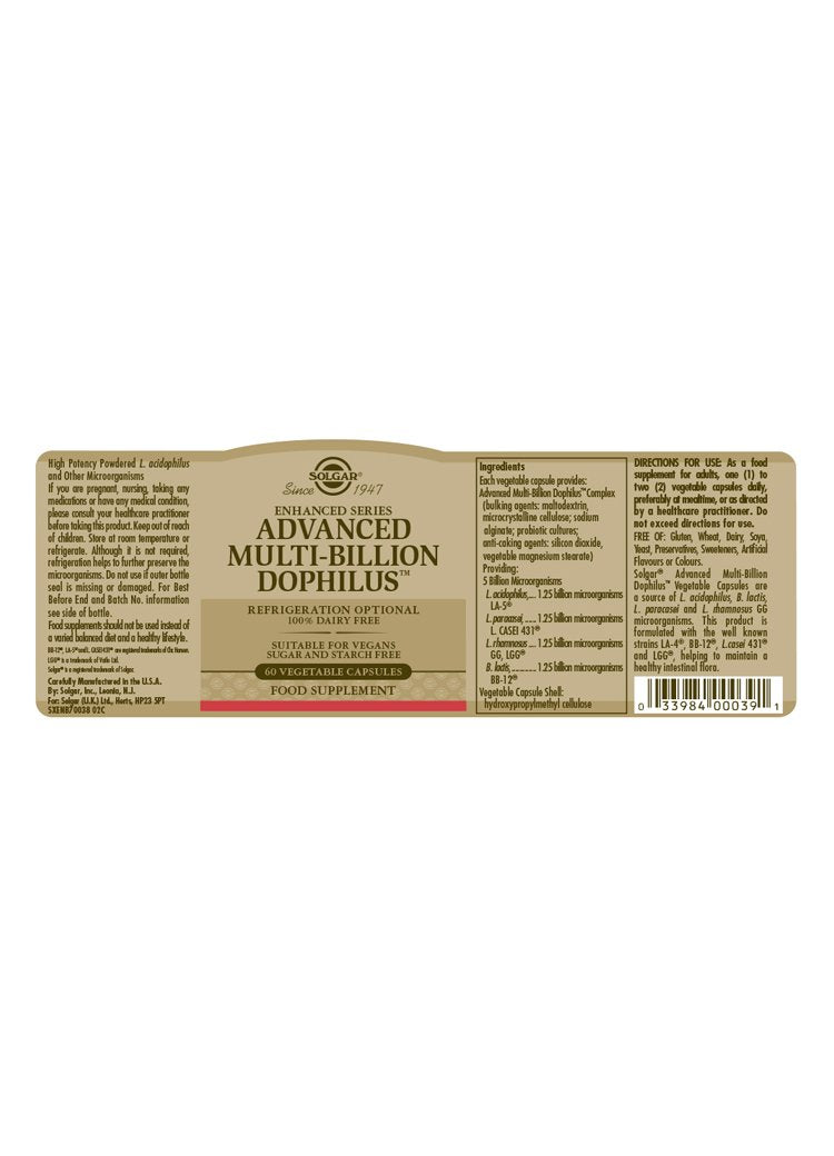 Solgar Advanced Multi-Billion Dophilus(R) (100% Dairy Free) Vegetable Capsules