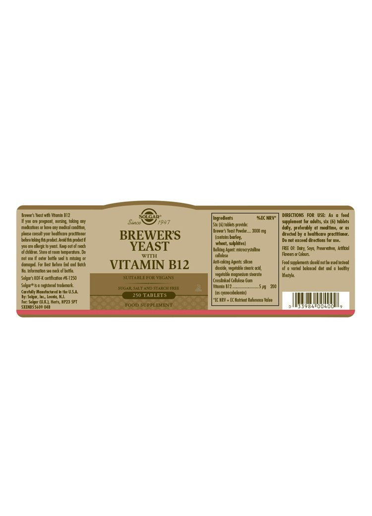 Solgar Brewer's Yeast with Vitamin B12 Tablets