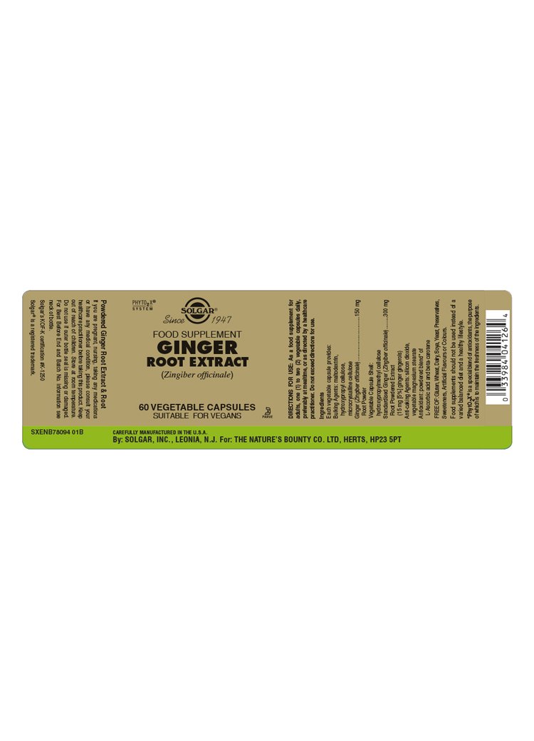 Solgar Ginger Root Extract Vegetable Capsules