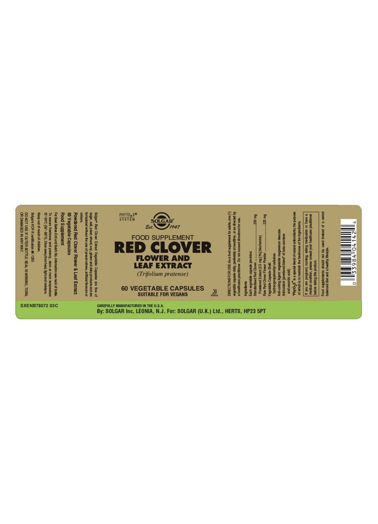 Solgar Red Clover Flower and Leaf Extract Vegetable Capsules