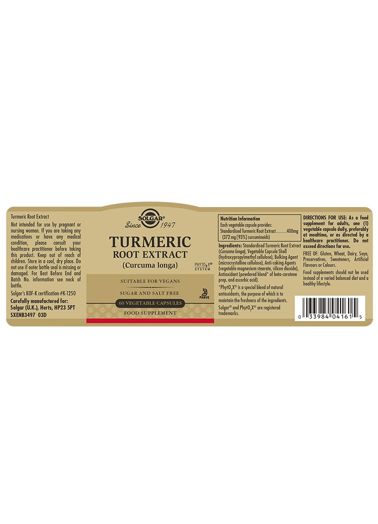 Solgar Turmeric Root Extract Vegetable Capsules