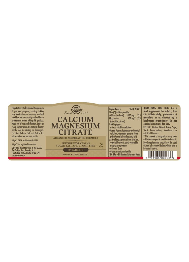 Solgar Calcium Magnesium Citrate Tablets
