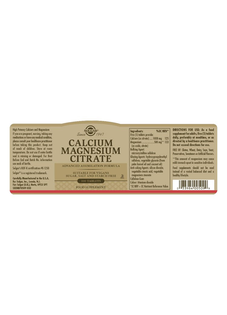 Solgar Calcium Magnesium Citrate Tablets
