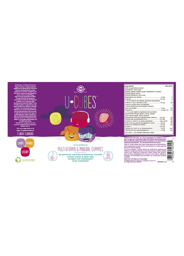 Solgar U-Cubes Children's Multi-Vitamin and Mineral Gummies