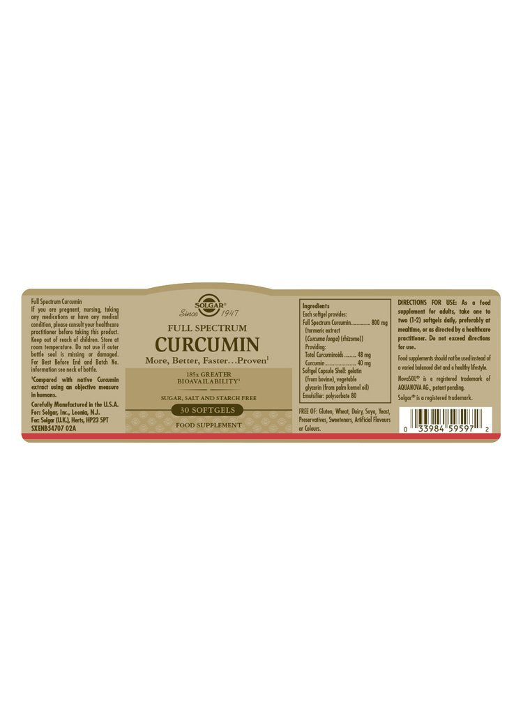 Solgar Full Spectrum Curcumin 185x Softgels